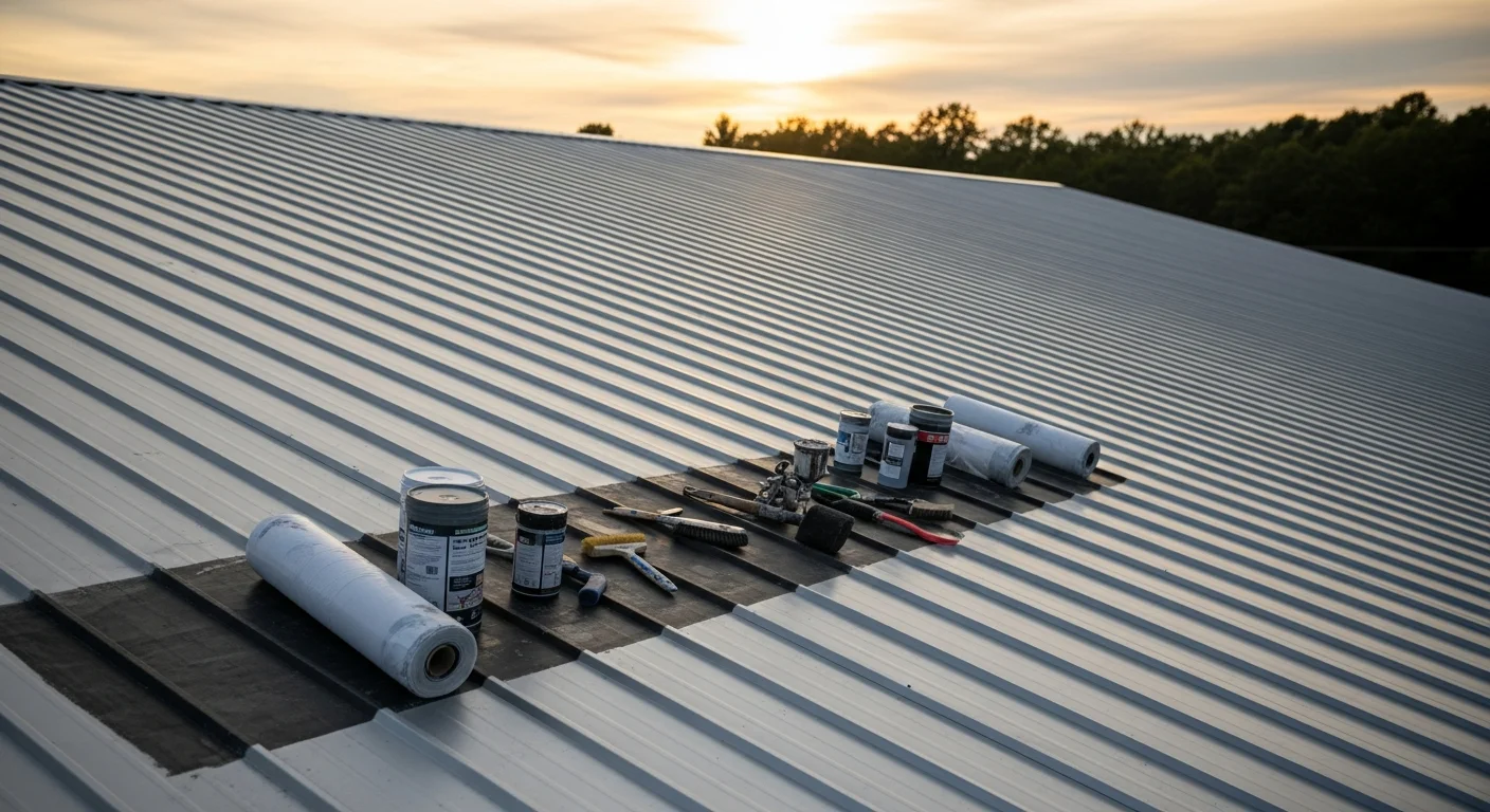 Metal roof installation and protective coating application