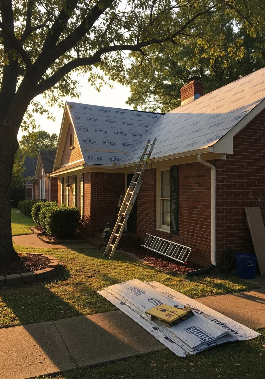 Technician demonstrating skill and care while working on a Batesville home exterior.